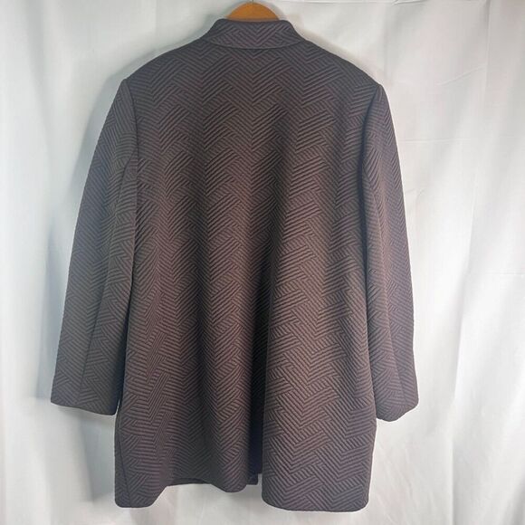 Chico's Brown Chevron Jacquard Boyfriend Blazer Lined Open Front Size 3P/LG - Picture 2 of 9